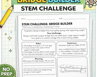 STEM Challenge BRÜCKENBAUER | Papiertechnische Aktivität | Praktische STEM Arbeitsblatt