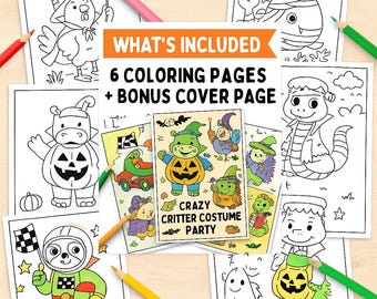 Halloween Animal Costume Coloring Pages – Kids Printable Activity (PDF)