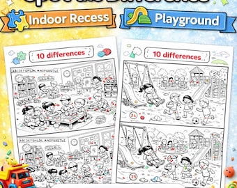Spot the Difference Indoor Recess & Playground | 2 Pack | Find the Differences Printable | Classroom Brain Break Activity