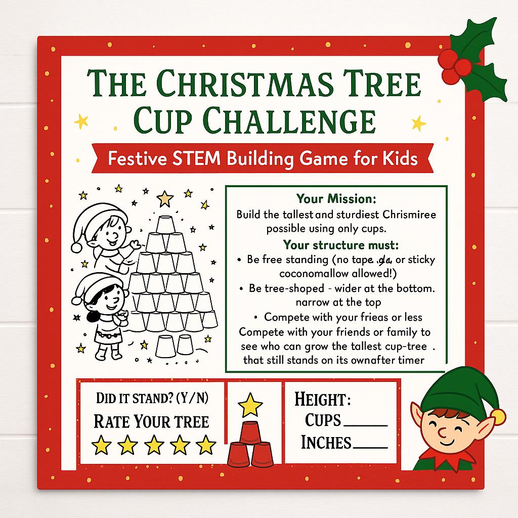 The Christmas Tree Cup Challenge | Christmas STEM Game | North Pole ...