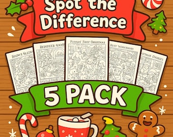 Christmas Spot the Difference 5-Pack | Holiday Activity Sheets