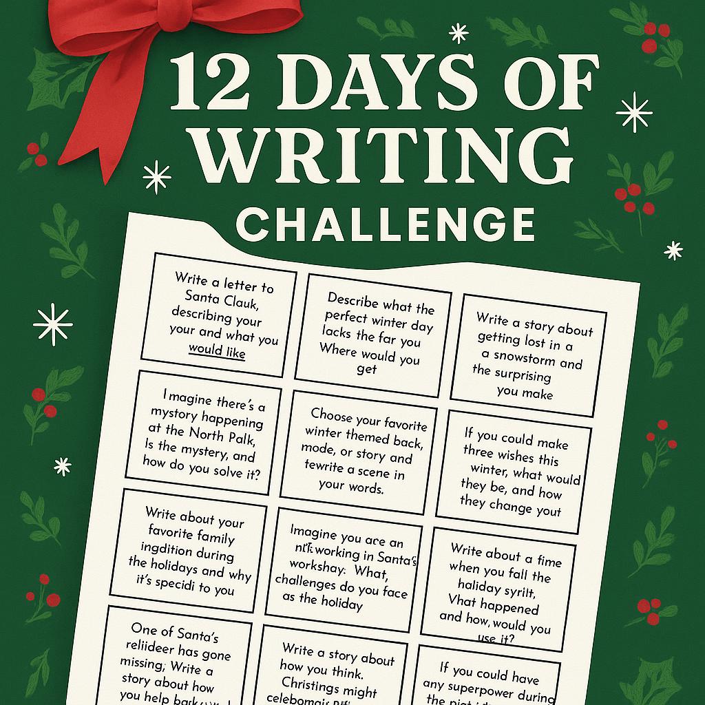 12 Days of Christmas Writing Challenge | Holiday Writing Prompts - Etsy