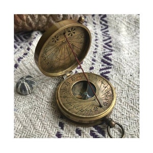 Brass Pocket Compass With Sundial | Vintage Compass | Handmade Compass | Nautical Compass | Best Gift For Him | Gift For Her