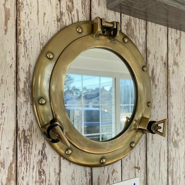 Nautical Antique Brass Porthole 9" Maritime Ship Boat Window & Wall home Decor Hublot