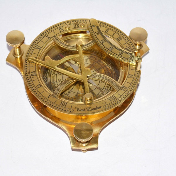 Antique vintage brass 4" compass maritime marine nautical sundial compass  best for gift