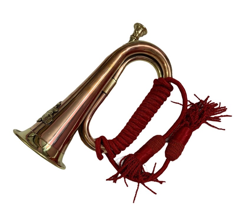 String Handle On Bugle Handmade Brass Military Bugle Copper Tassel Ceremonial Horn Vintage ...