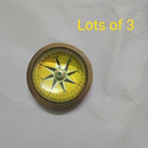 Brass Compass Paperweight: Handmade Maritime Office Decor - 2 Inch (Lot of 3)