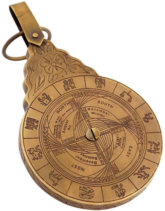 Vintage Antique Brass Astrolabe 8 English Globe Navigation Maritime  Astrological Calendar Best Gifts Lover and Girl Friend 