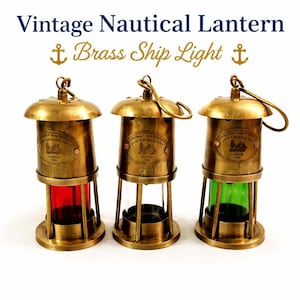 Juego de faroles de barco de latón vintage, lámpara de aceite náutica, luz de señalización roja y verde, decoración marítima