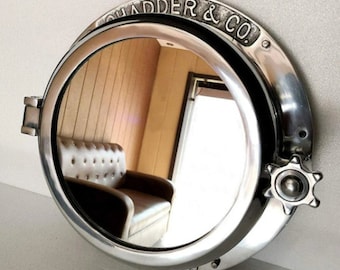 Nautical vintage Nickel Plated Heavy Canal Boat Porthole Window Ship Round Mirror Wall Home Decor