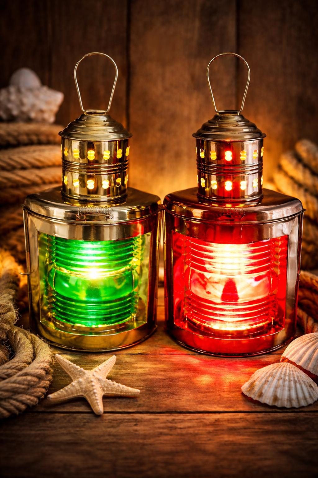 日本船燈株式会社　赤　緑　2色　アンティーク　インテリア Green and Red Ship Lights - Etsy