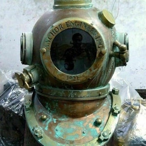 Diving Helmet Royal Navy  ~ Anchor Engineering Diving Helmet ~ Marine Rare Antique Old Divers Helmet ~ Gift Item