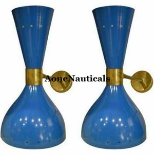Brass Diabolo Sconces: Mid Century Italian Wall Lights