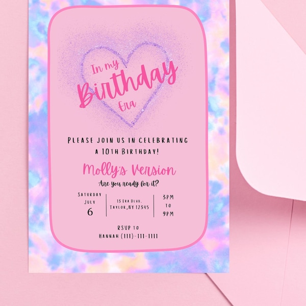 Taylor Swift Birthday Party, Invitation, Taylor, Swiftie, preteen birthday, teenager birthday, teen, lover, pastels, kids birthday party