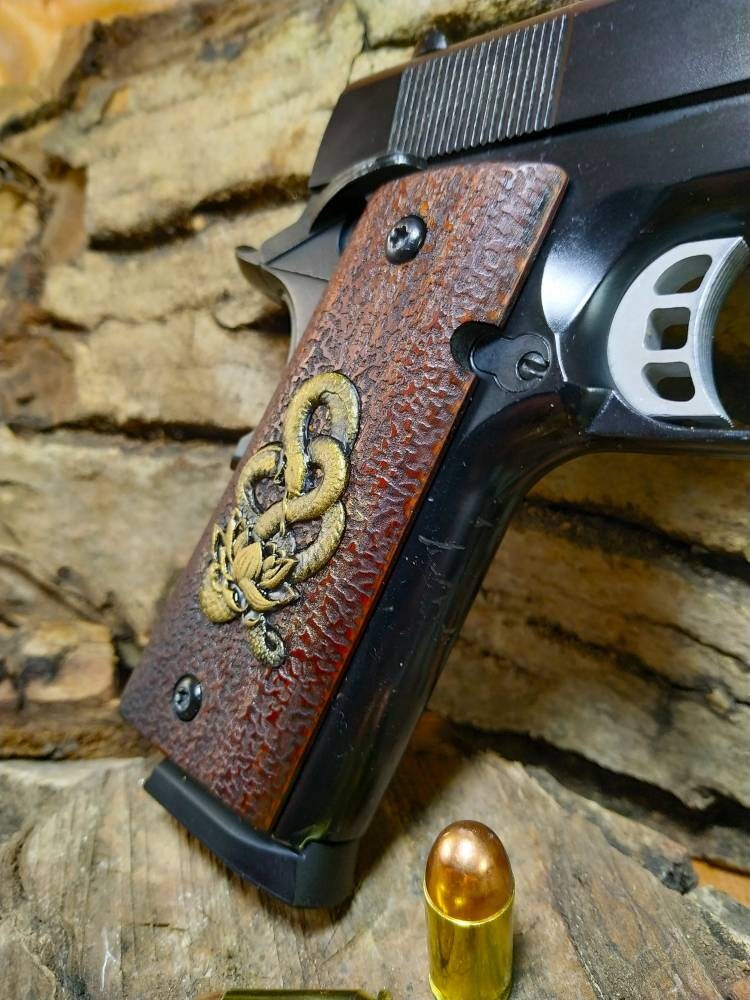 1911 full size grips with snake&lotus items. Etsy