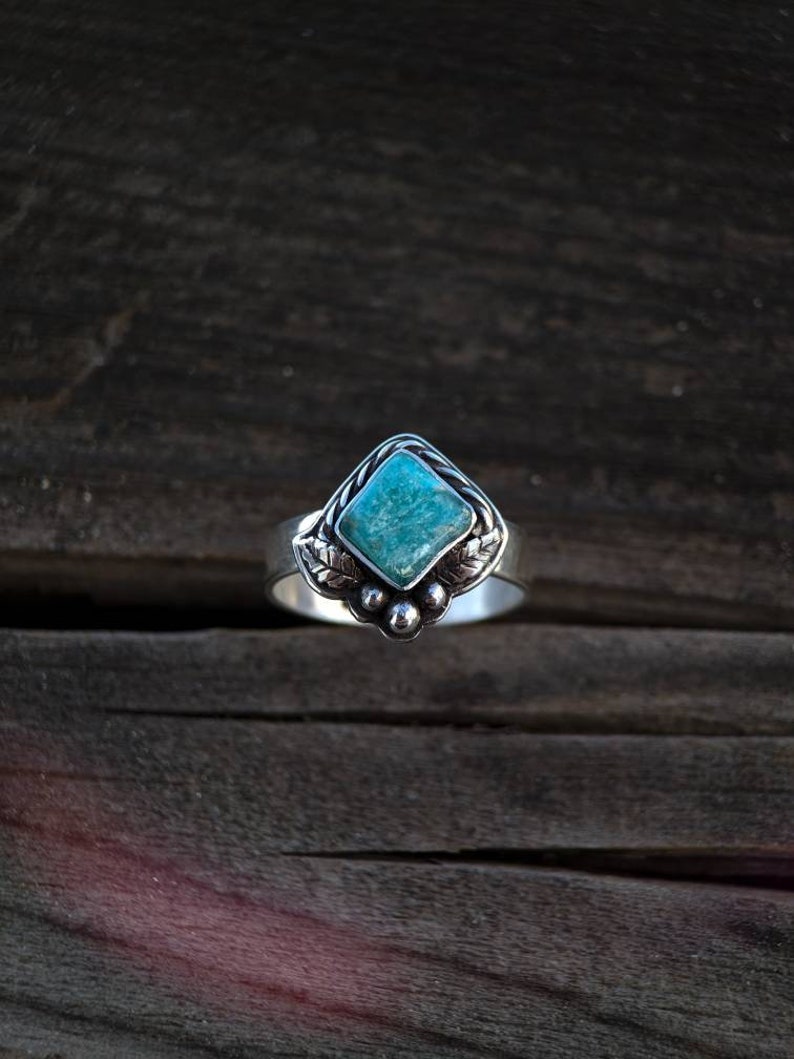 Amazonite Floral Ring