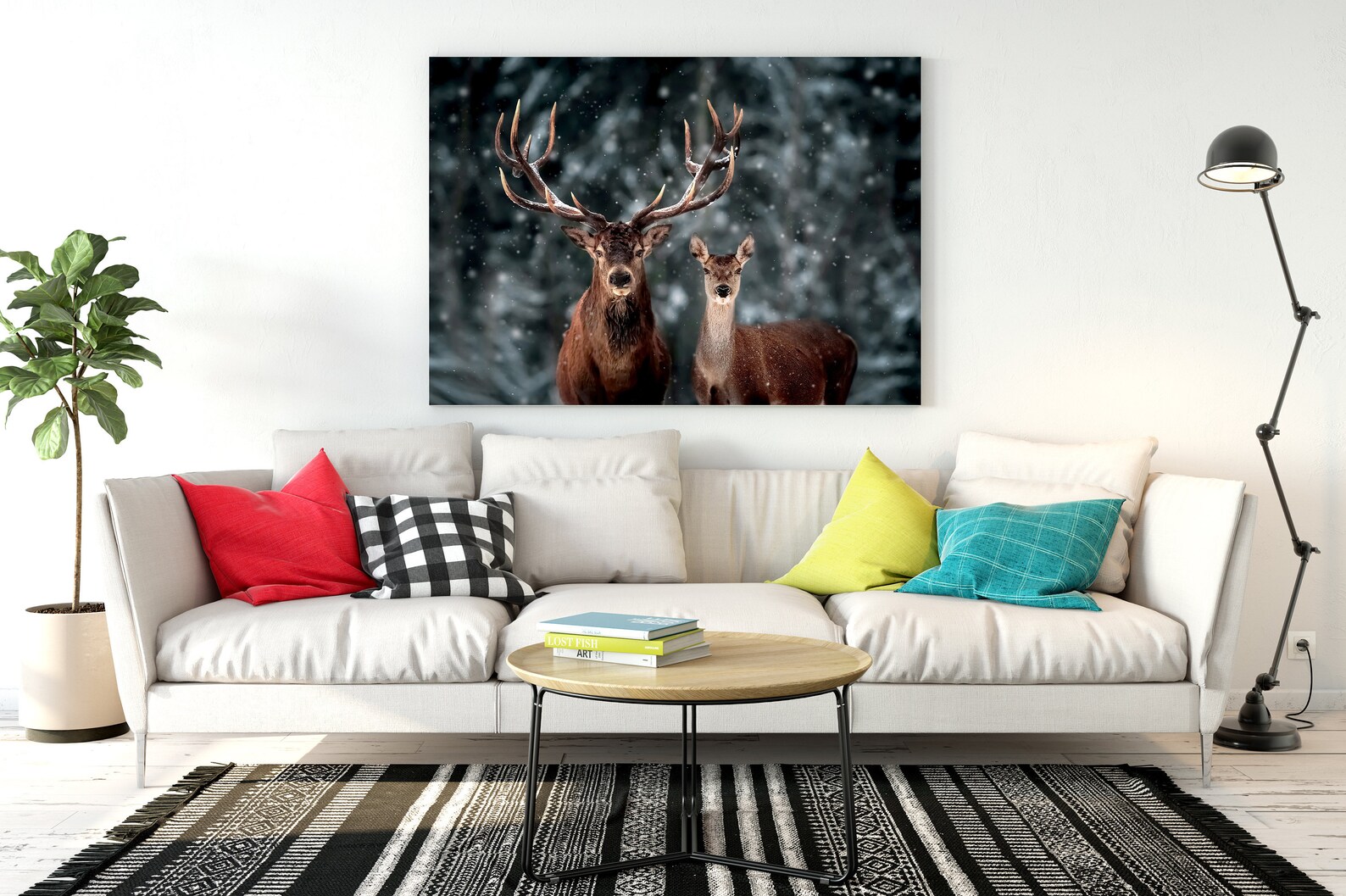 Deer Wall Art Canvas / Deer Wall Art & Animal Wall Art Canvas Etsy
