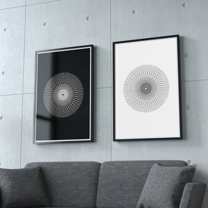 Set of 2 Minimalist Abstract Mandalas Wall Art - Digital Download for Modern Minimalist Home Decor.