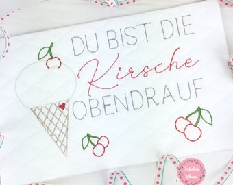 Outline und Redwork "Du bist die Kirsche obendrauf " für den 130x180 160x260 180x300 & 200x360 Rahmen