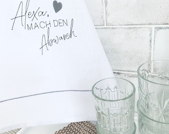 3 x kitchen sayings in German to beautify tea towels, aprons, tablecloths... Alexa, do the dishes