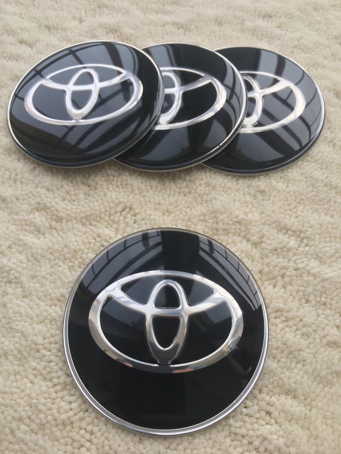 Toyota wheel center hub caps stickers 65mm Black Etsy