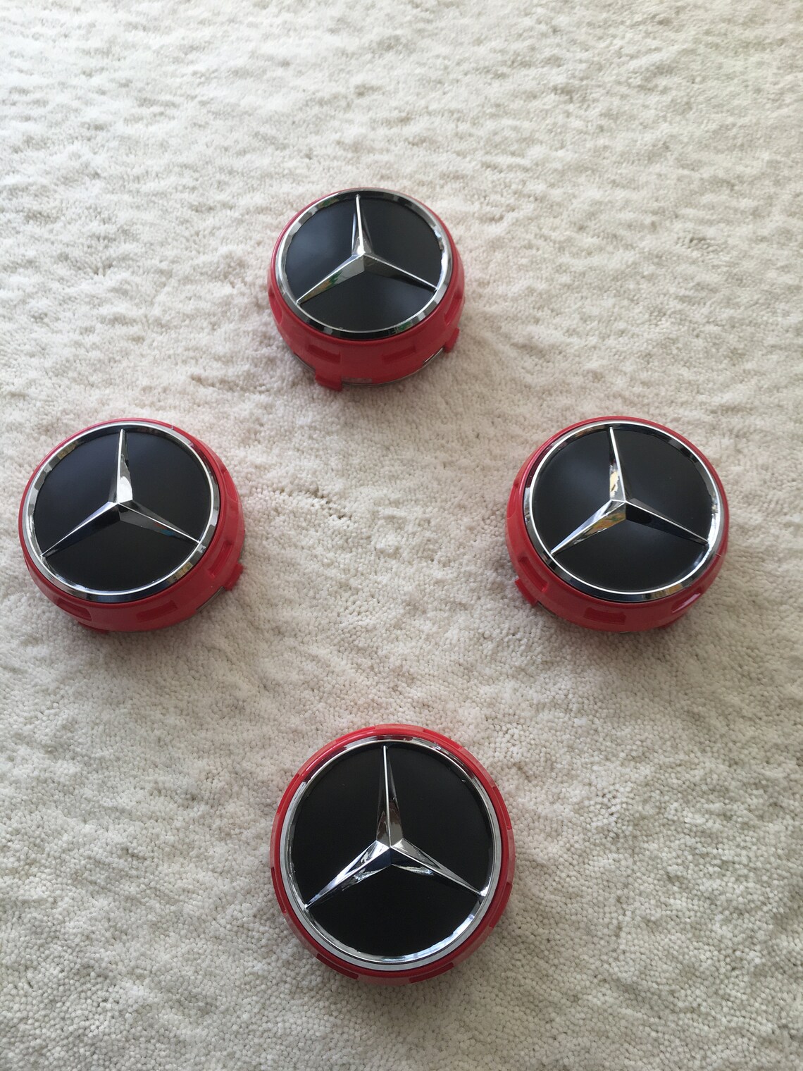 MERCEDES wheel center hub caps 75mm Red / Black A0004000900 Etsy