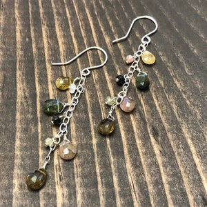Cascade Earrings, Gemstone Earrings, Long Earrings, Chain Earrings