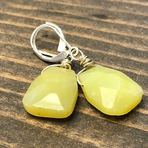 Green Jade Earrings, Minimalist Earrings, Simple Earrings