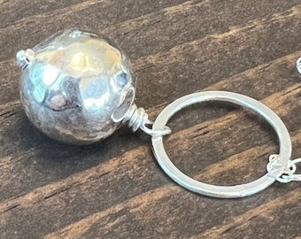 Long Sterling Silver Ball Pendant Necklace: Modern Layering Jewelry