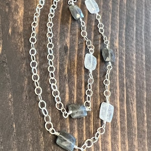 Labradorite and Moonstone Necklace, Gemstone Necklace