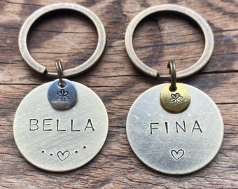 Flower dog tag, personalized dog tag, pet tag with name