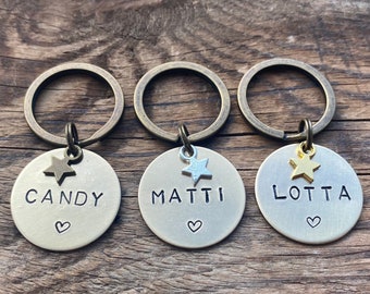 Dog tag with STAR, personalized dog tag