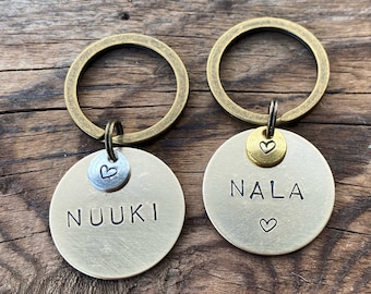 LOVE dog tag, personalized dog tag, pet tag with name, dog tag with heart-shaped charm