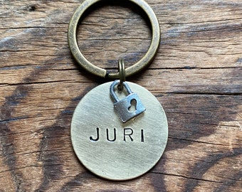 Dog tag with love lock, personalized dog tag, dog ID