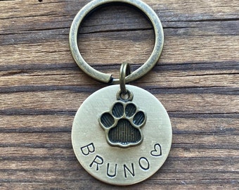 Dog tag with paw, personalized pet tag, gift dog owner