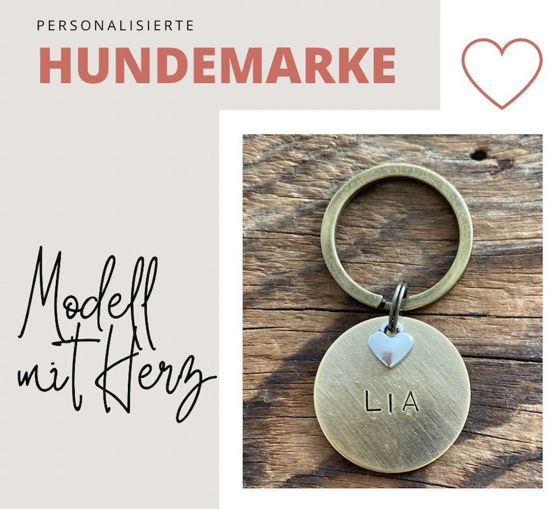 Hundemarke mit HERZ, personalisierte Hundemarke, Hunde ID Bild 2