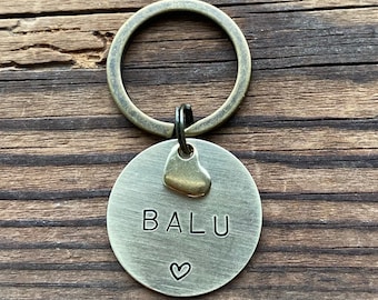 Dog tag with slanted HEART, personalized dog tag