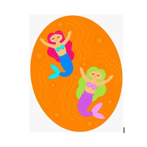 Sirene succo d'arancia, adesivo a fascia, adesivo oceanico, adesivo sirena, adesivo bottiglia d'acqua, adesivo per laptop, adesivo per alimenti