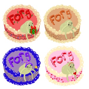 Pacote de adesivos para bolo FORG, adesivo para bolo de sapo, adesivo para animais, adesivo para comida, adesivo para bolo, adesivo para garrafa de água, adesivo para laptop, holográfico