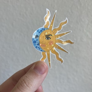 Sun and Moon Sticker, astrology sticker, sun sticker, moon sticker, star sticker, celestial sticker, laptop sticker, water bottle sticker