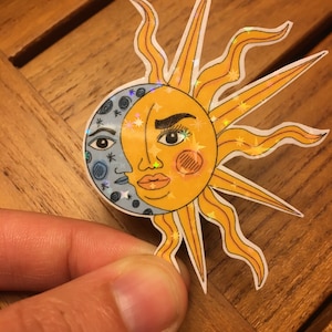 Sonne und Mond Aufkleber, Astrologie Aufkleber, Sonne Aufkleber, Mond Aufkleber, Sternaufkleber, himmlischer Aufkleber, Laptop Aufkleber, Wasserflasche Aufkleber