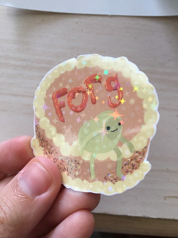 FORG Cake Sticker, frog cake sticker, animal sticker, food sticker, cake sticker, water bottle sticker, laptop sticker, holographic