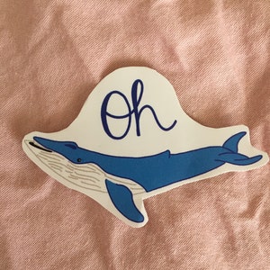 Oh Whale Sticker, pegatina de animales, pegatina del océano, pegatina de ballena, pegatina portátil, pegatina de botella de agua, animal oceánico, juego de palabras