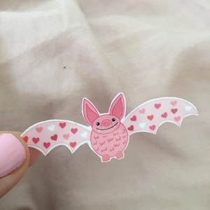 Naklejka walentynkowa nietoperz, naklejka ze zwierzęciem, naklejka z kalamburem, naklejka na laptopa, naklejka na butelkę z wodą, naklejka walentynkowa, naklejka z sercem, słodka naklejka