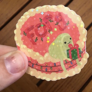 Adesivo de bolo FORG de férias, adesivo de bolo de sapo, adesivo de feriado, adesivo de comida, adesivo de garrafa de água, adesivo de laptop, holográfico