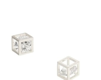 Pendiente de botón con forma de cubo de Rubik