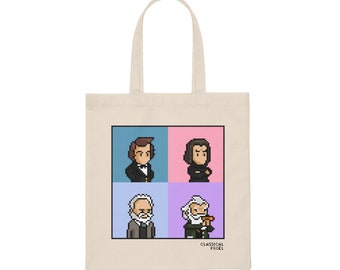 Chopin, Liszt, Tchaikovsky, Brahms Tote Bag | The Romantic by ClassicalPixel | Classical Music Pixel Art | Perfect for Gifts!