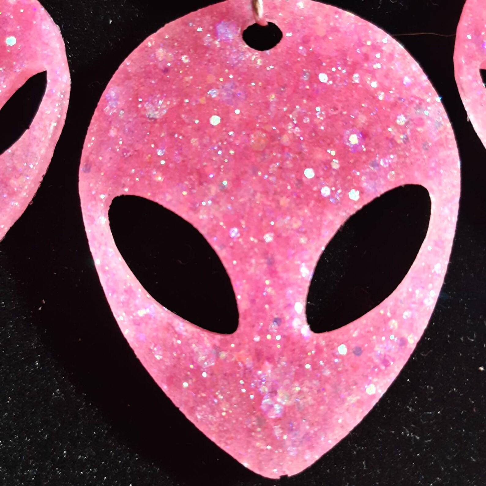 Pink glitter alien necklace & earring nickle free SET made Etsy