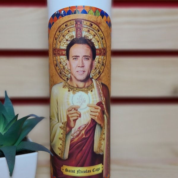 Saint Nicolas Cage Prayer Candle - Cage Celebrity Prayer Candle - Nicolas Cage Fan Gift Face/Off Gone in 60 Seconds