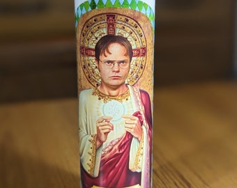 Saint Dwight Schrute Prayer Candle - The Office TV Show, Dunder Mifflin Rainn Wilson Gift Dwight Schrute Sticker
